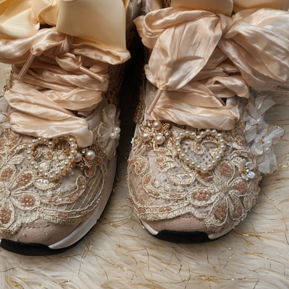 Cream Custom Lacey Sneakers - Picture 6 of 7